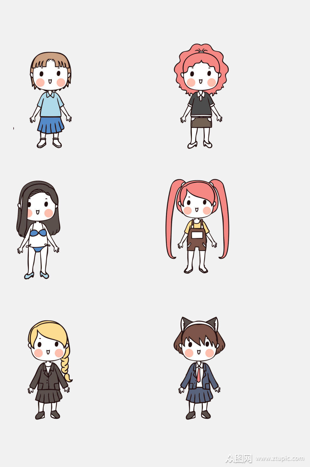 免抠元素日韩卡通人物元素素材模板下载-编号1704355-众图网