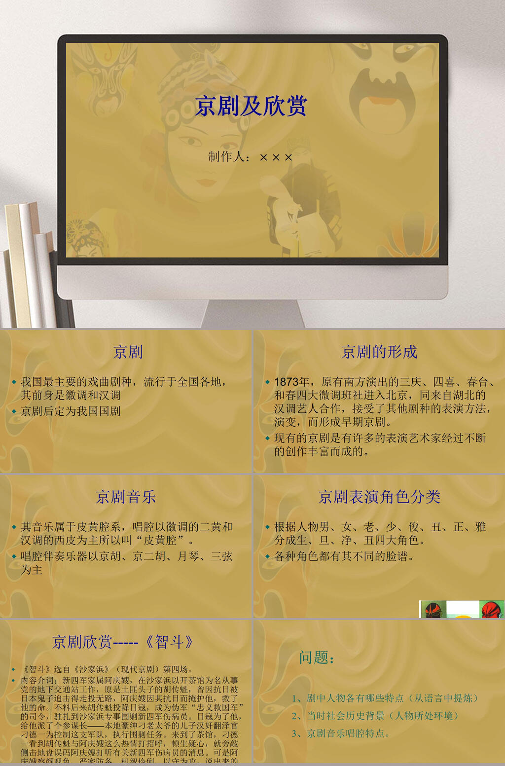 京剧及欣赏PPT模板素材