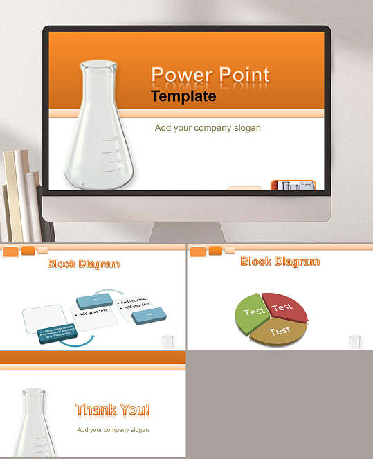 简约橙色医疗护士PPT模板-众图网