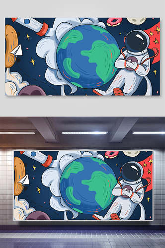 太空插画宇宙宇航员未来