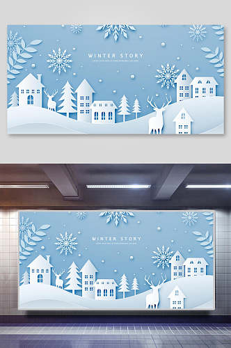冬季雪花海报设计