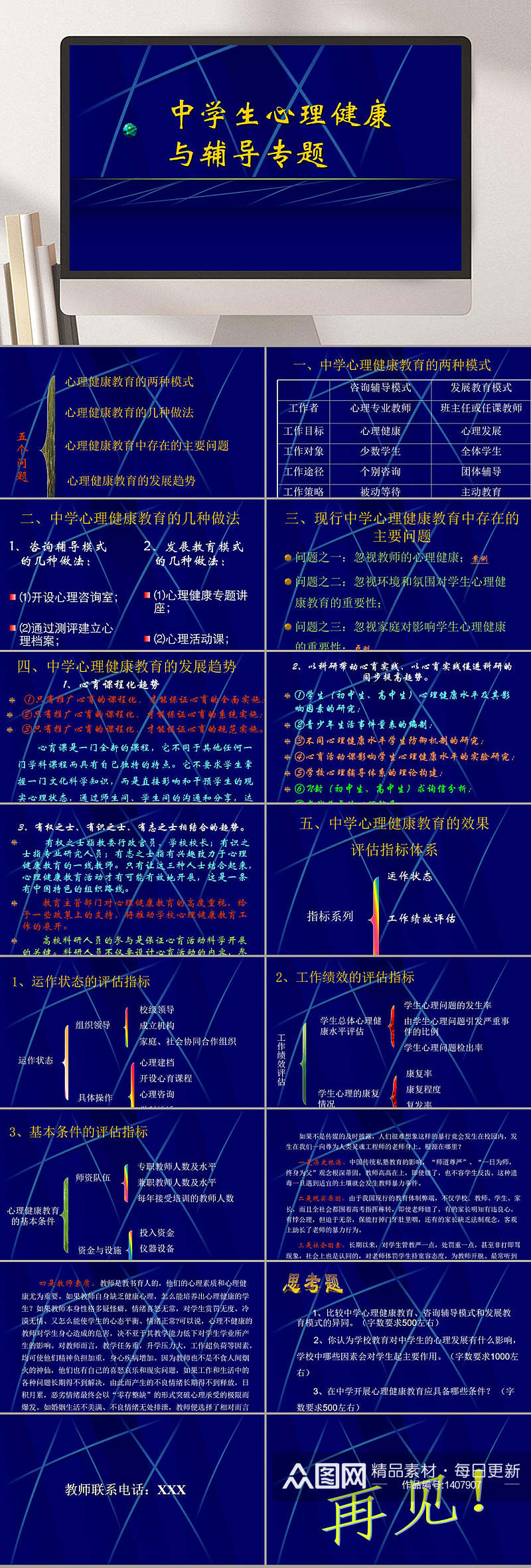 中学生心理健康与辅导专题PPT模板素材