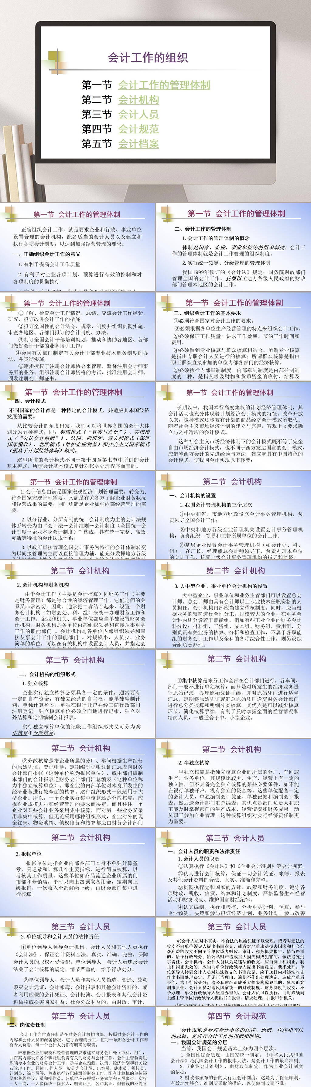 会计工作的组织PPT模板素材