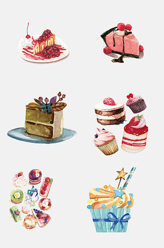 卡通手绘甜品蛋糕元素素材
