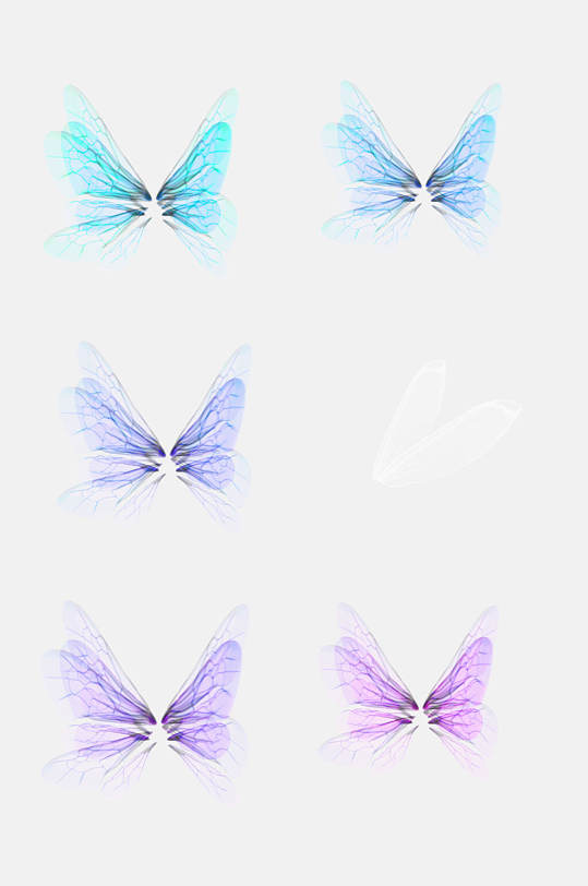 紫色蝴蝶翅膀元素素材