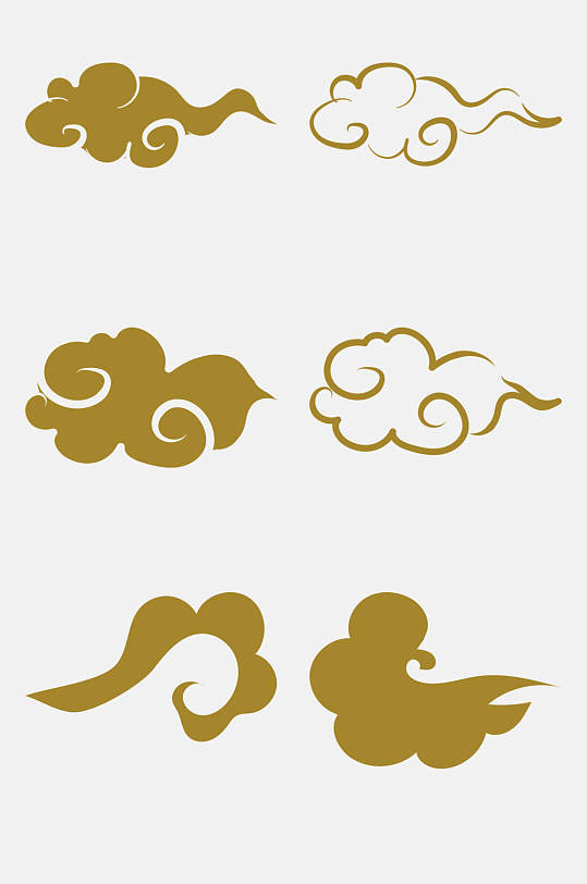 金色中国风古风祥云免扣元素