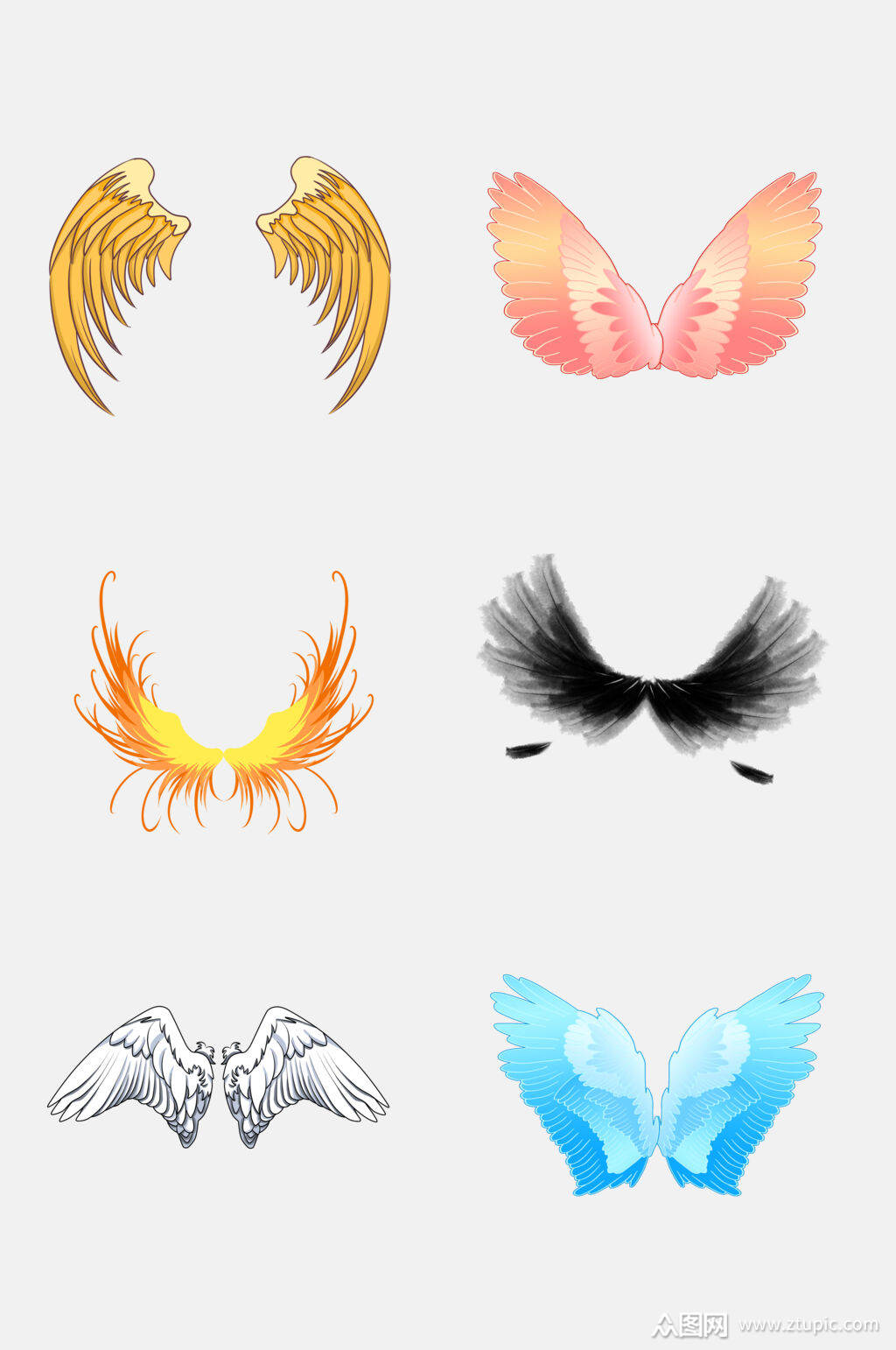 白色翅膀免抠元素素材