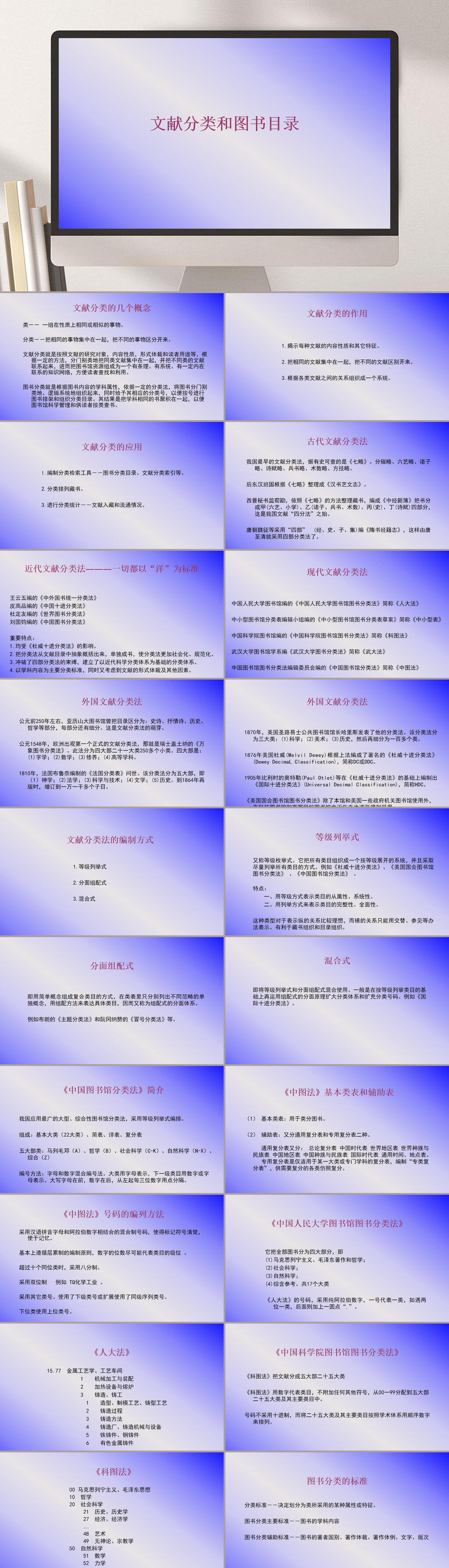 文献分类和图书目录PPT模板素材