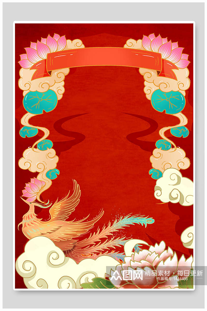 红色中式海报背景素材素材