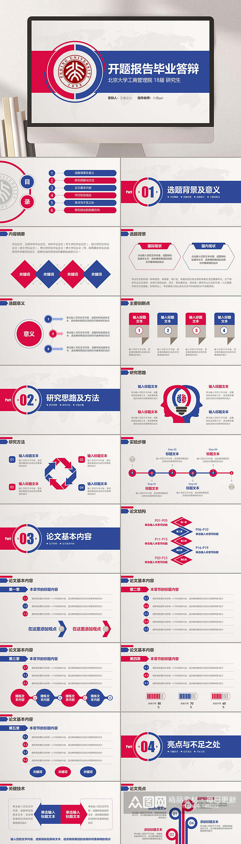 商务简约动态学业开题报告PPT模板素材