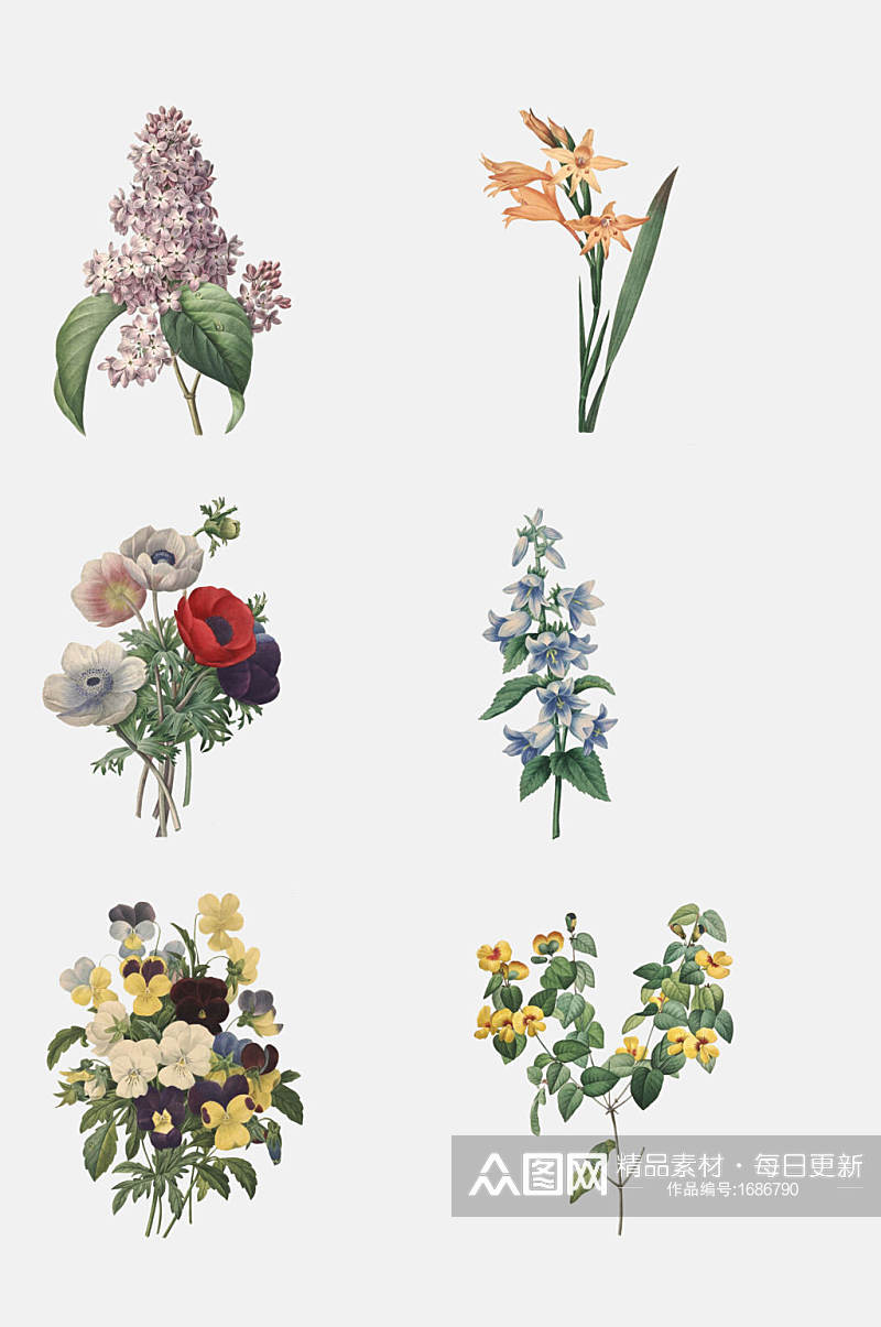 花卉插画印花设计元素素材