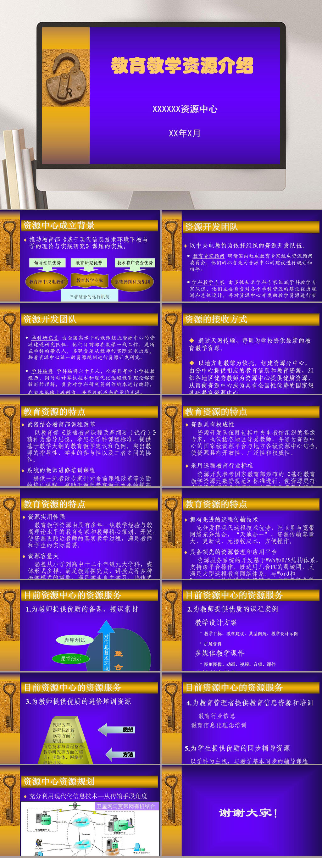 教育与教学资源介绍PPT模板素材