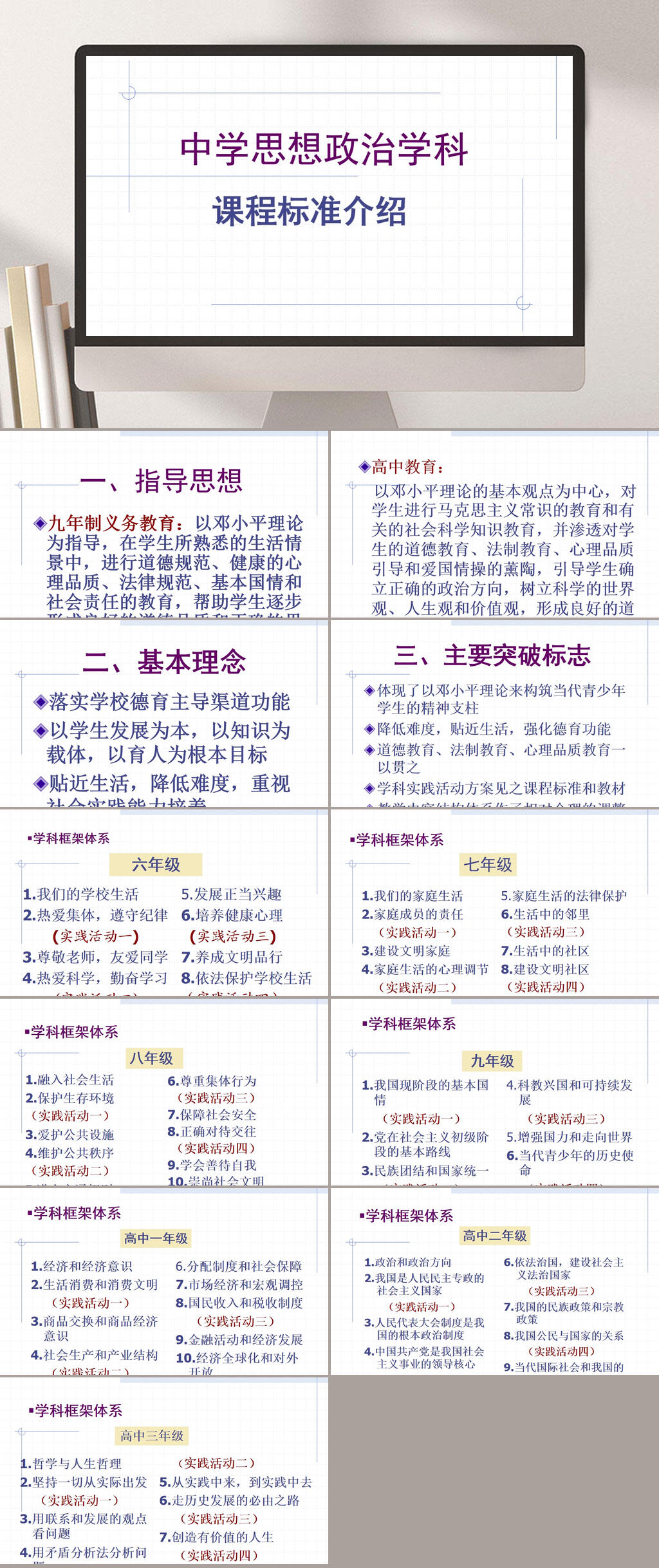 中学思想政治学科课程标准PPT模板素材