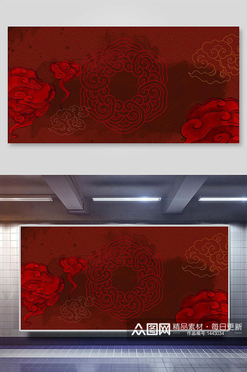 红色中式海报背景素材素材