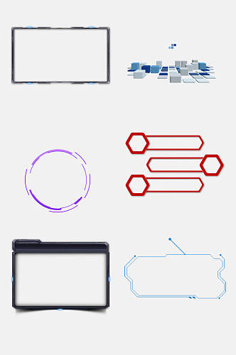 极简商务科技边框免扣元素