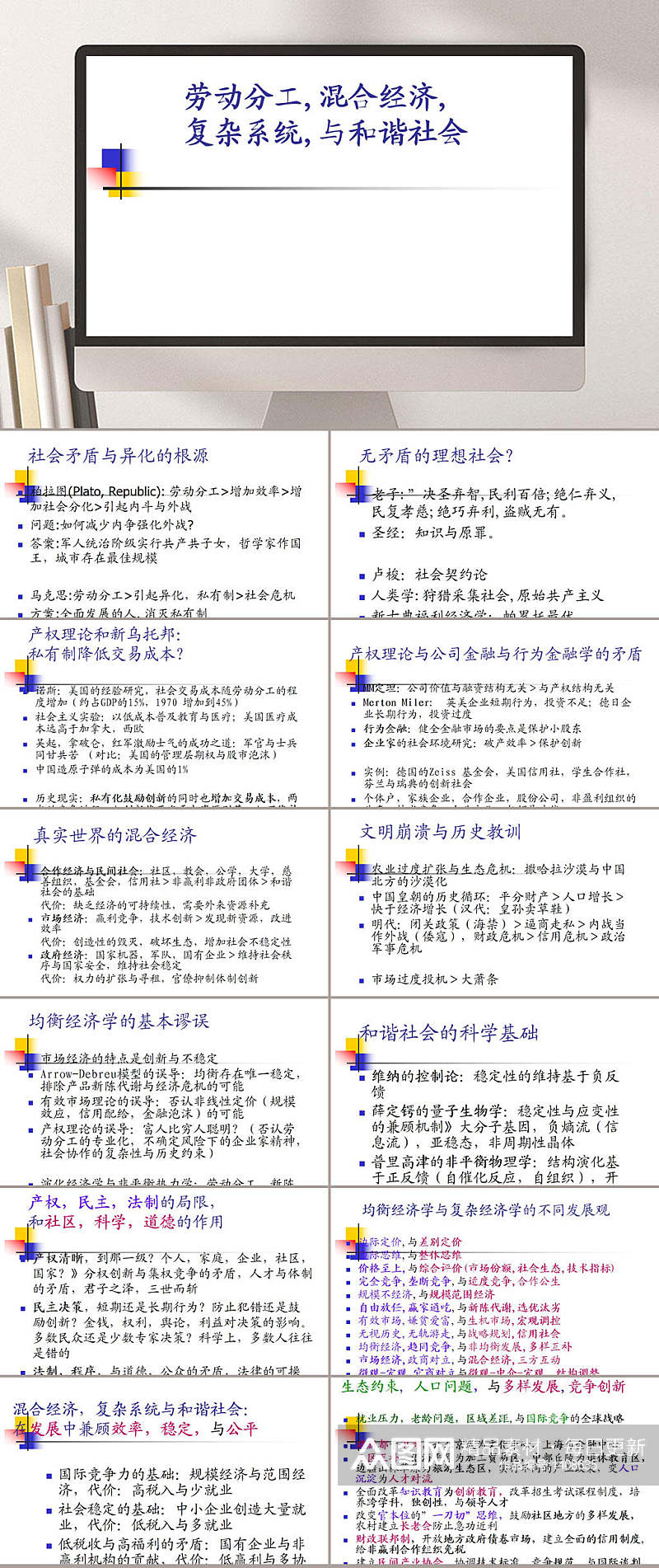 劳动分工混合经济与和谐社会PPT模板素材