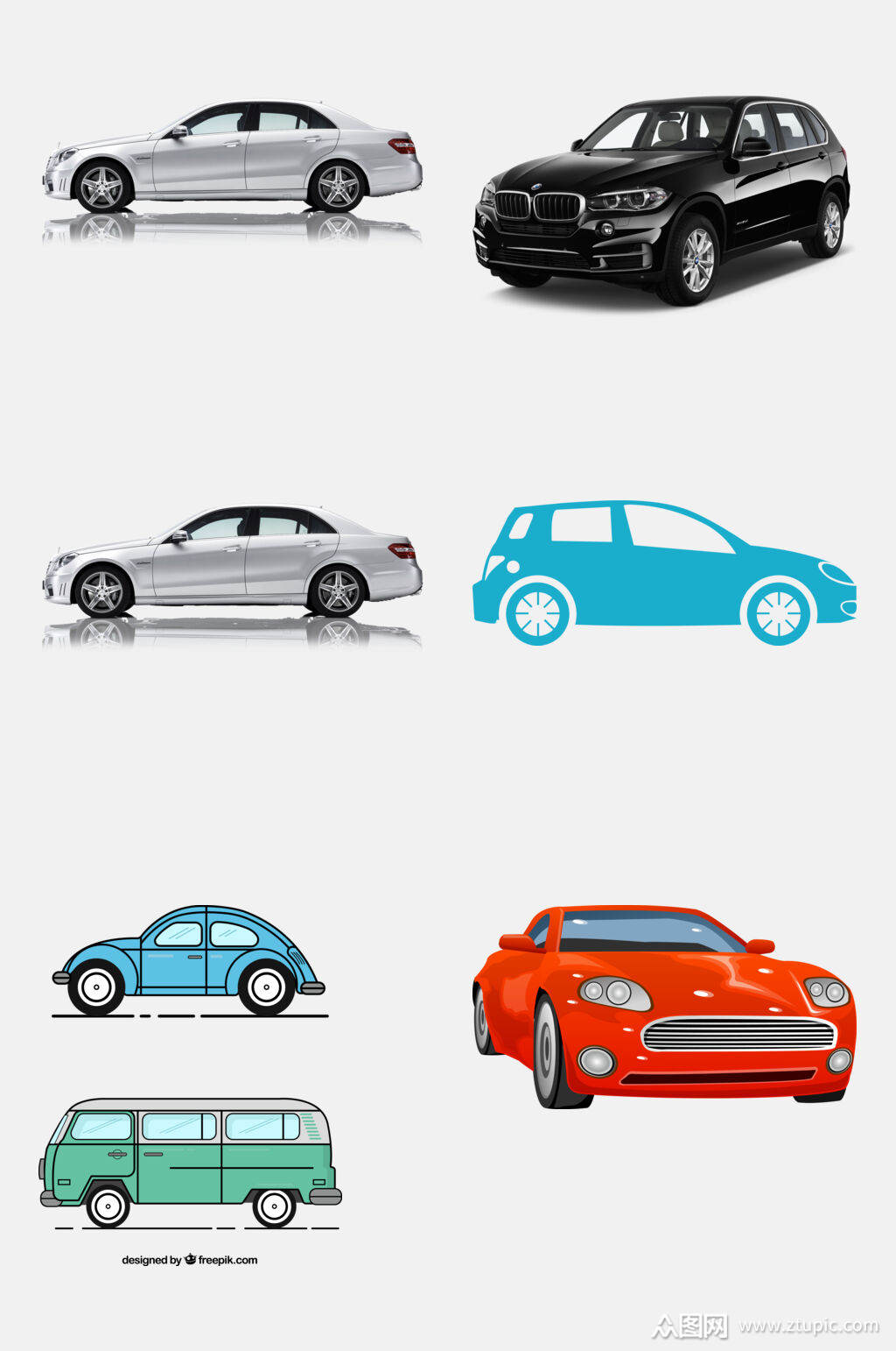 白色汽车小轿车黑色设计元素素材