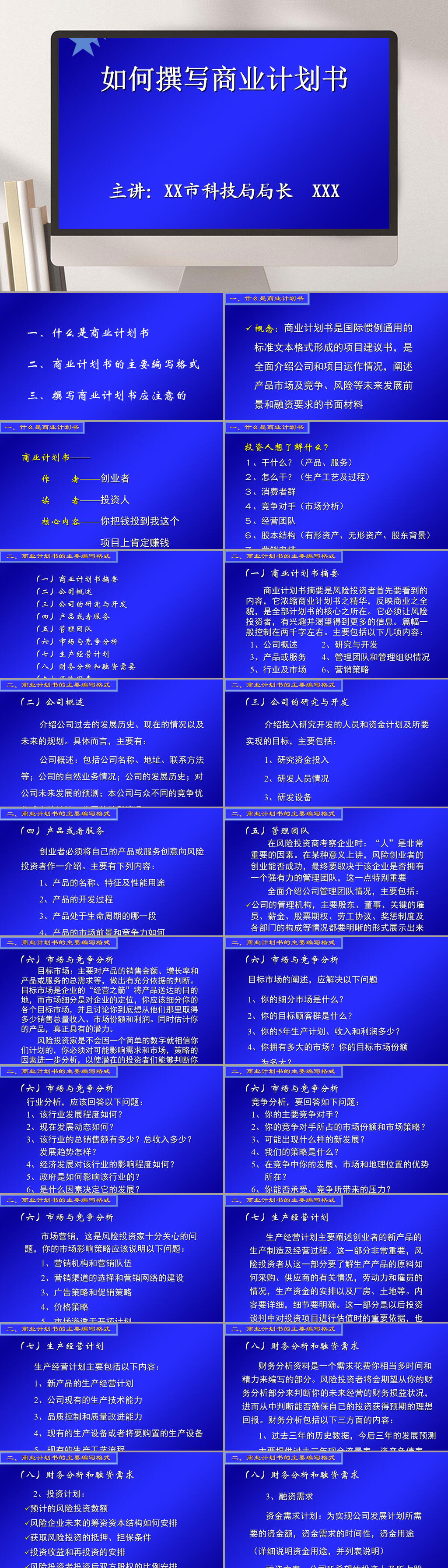 如何撰写商业计划书PPT模板素材