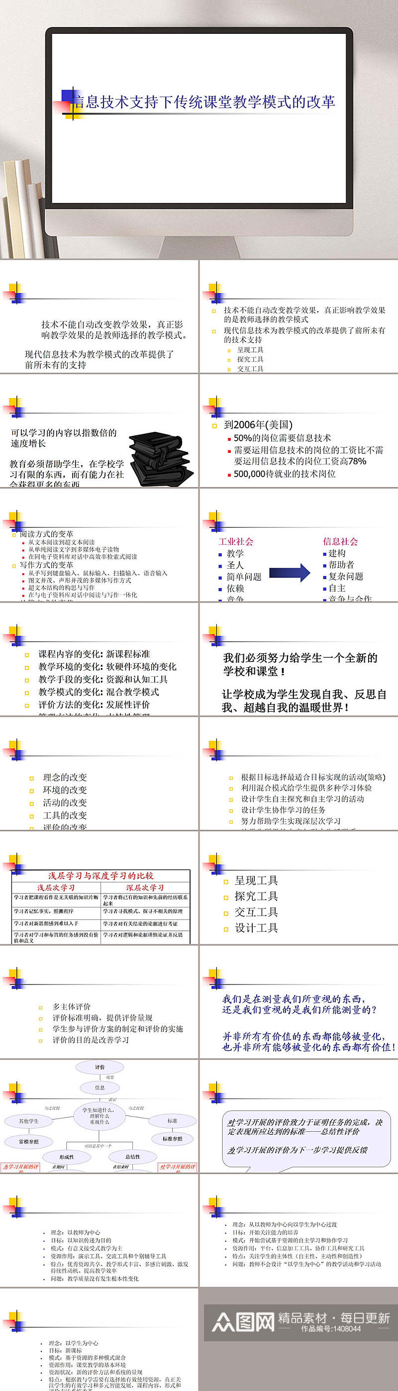 信息技术支持下传统课堂教学模式的改革PPT模板素材