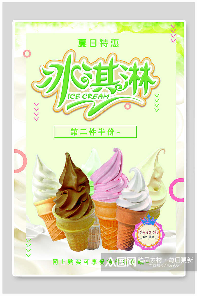 夏日甜品冰激凌海报素材