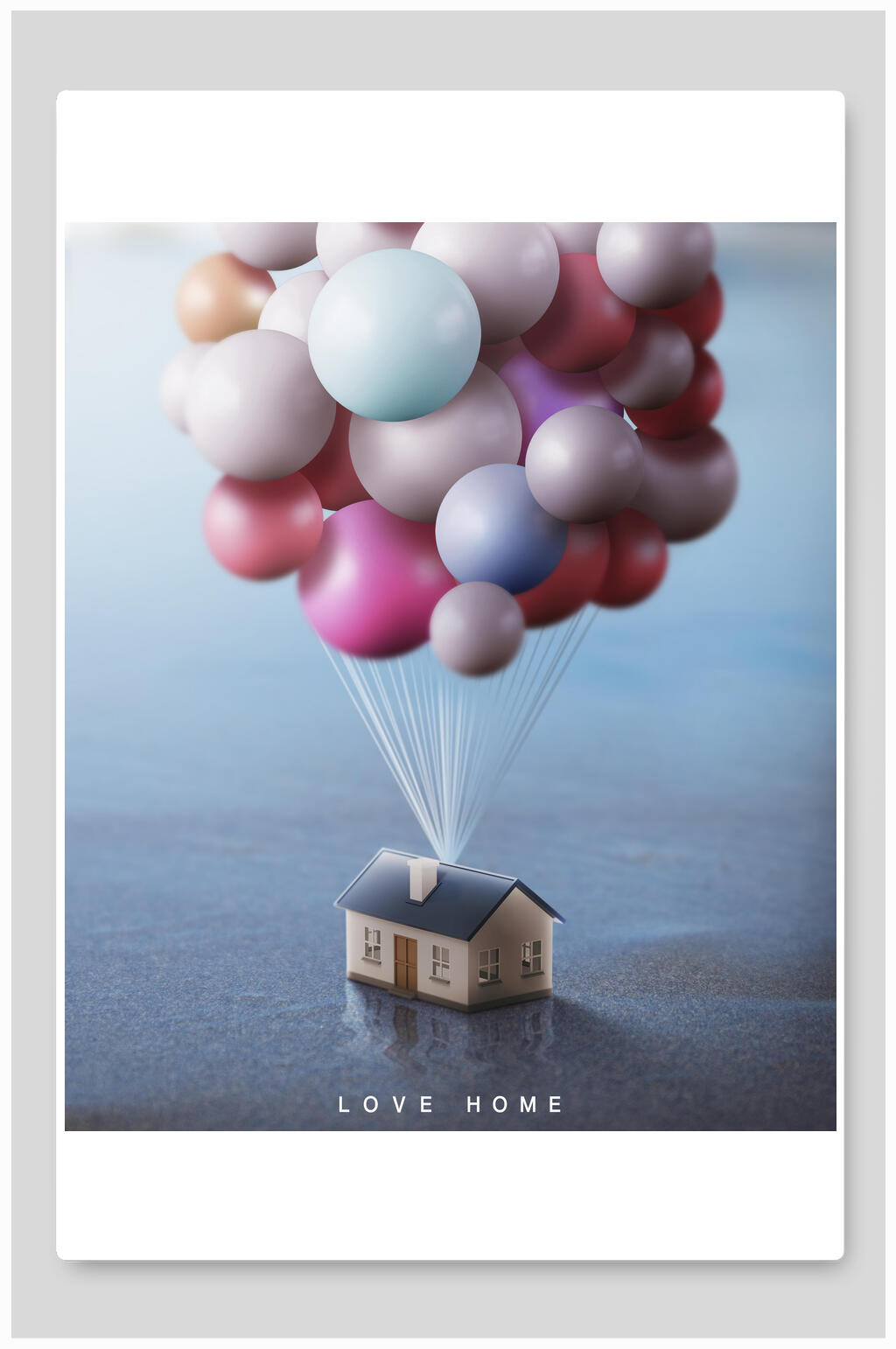 清新海上建筑气球背景素材素材