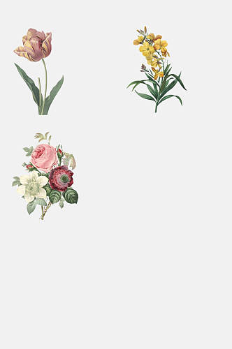 手绘花卉印花设计元素