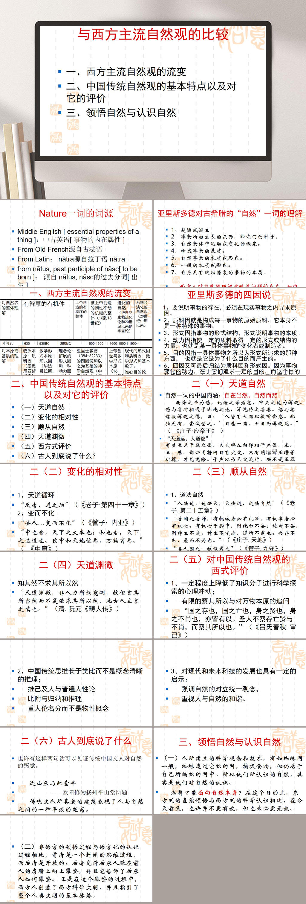 中西方自然观比较PPT模板素材