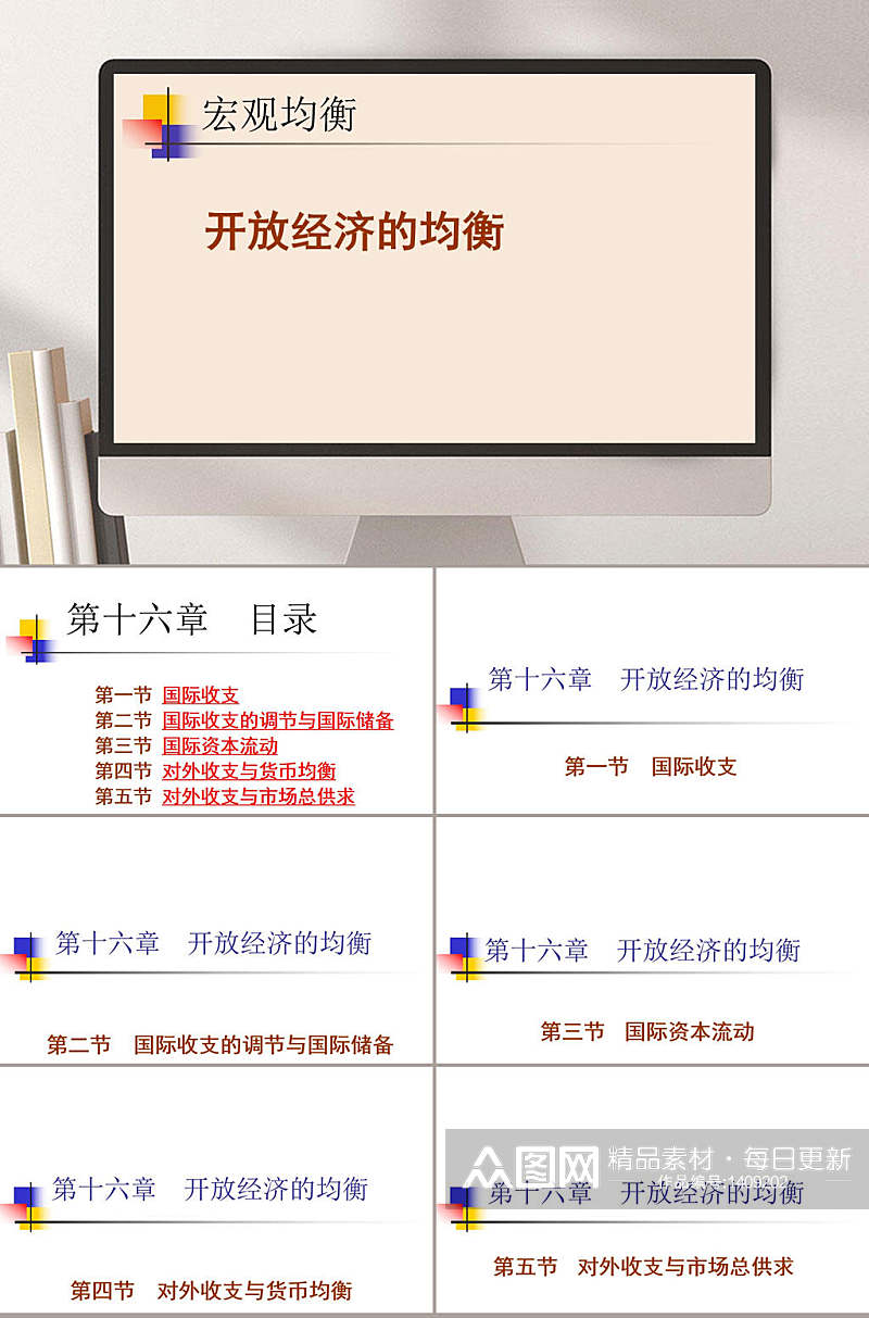 开放经济的均衡PPT模板素材