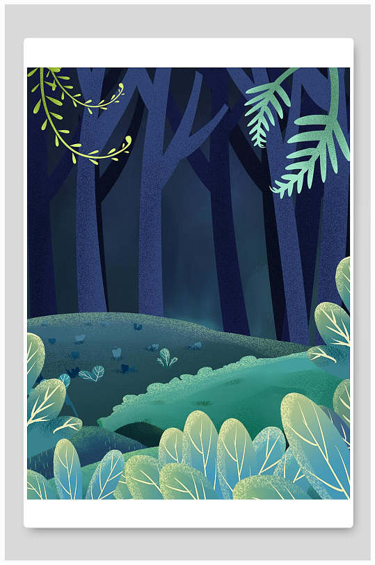 森系插画元素背景素材