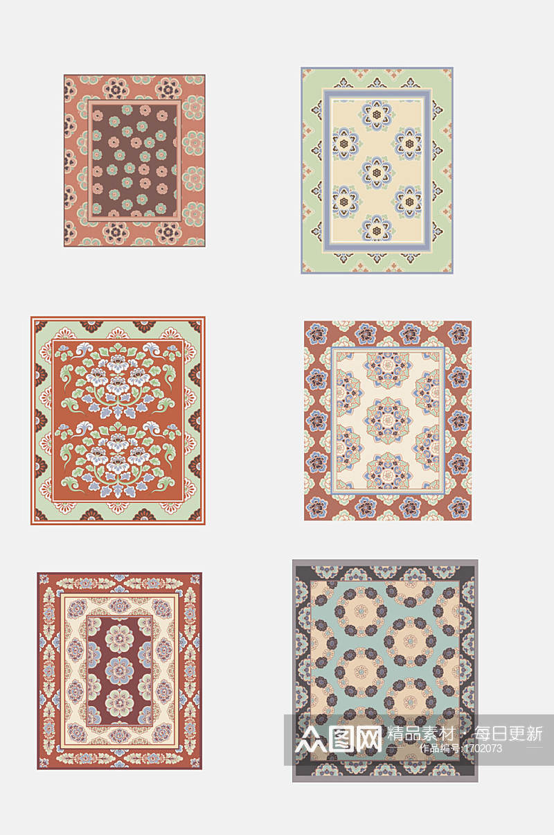 古典花纹图案方块地毯纹路设计元素素材