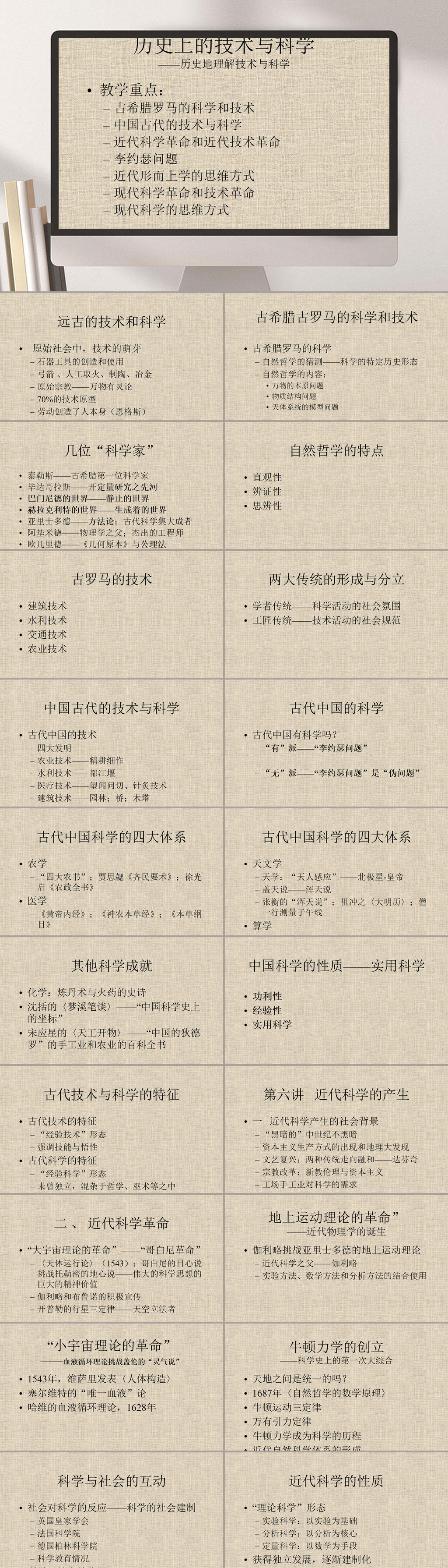 历史上的技术与科学PPT模板素材