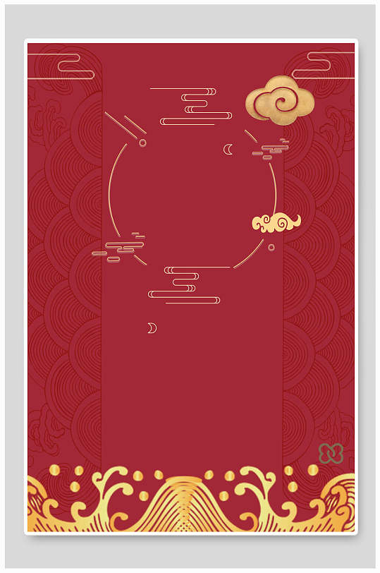 红色简约复古中式背景素材