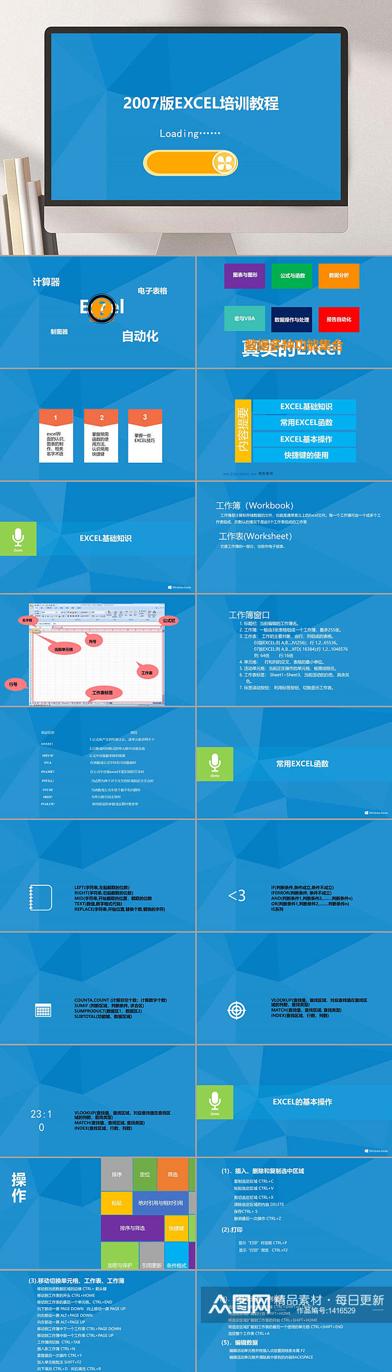 版EXCEL培训教程动态PPT模板素材