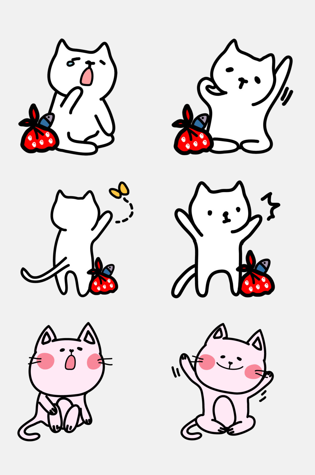可爱手绘卡通猫咪元素素材
