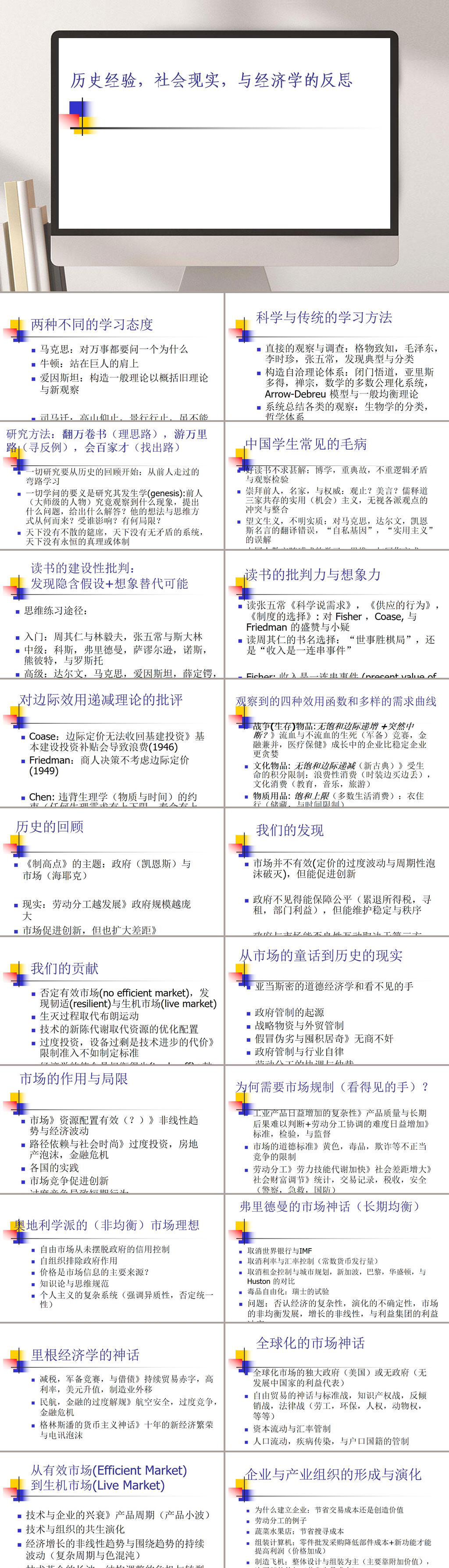 历史经验社会现实与经济学的反思PPT模板素材