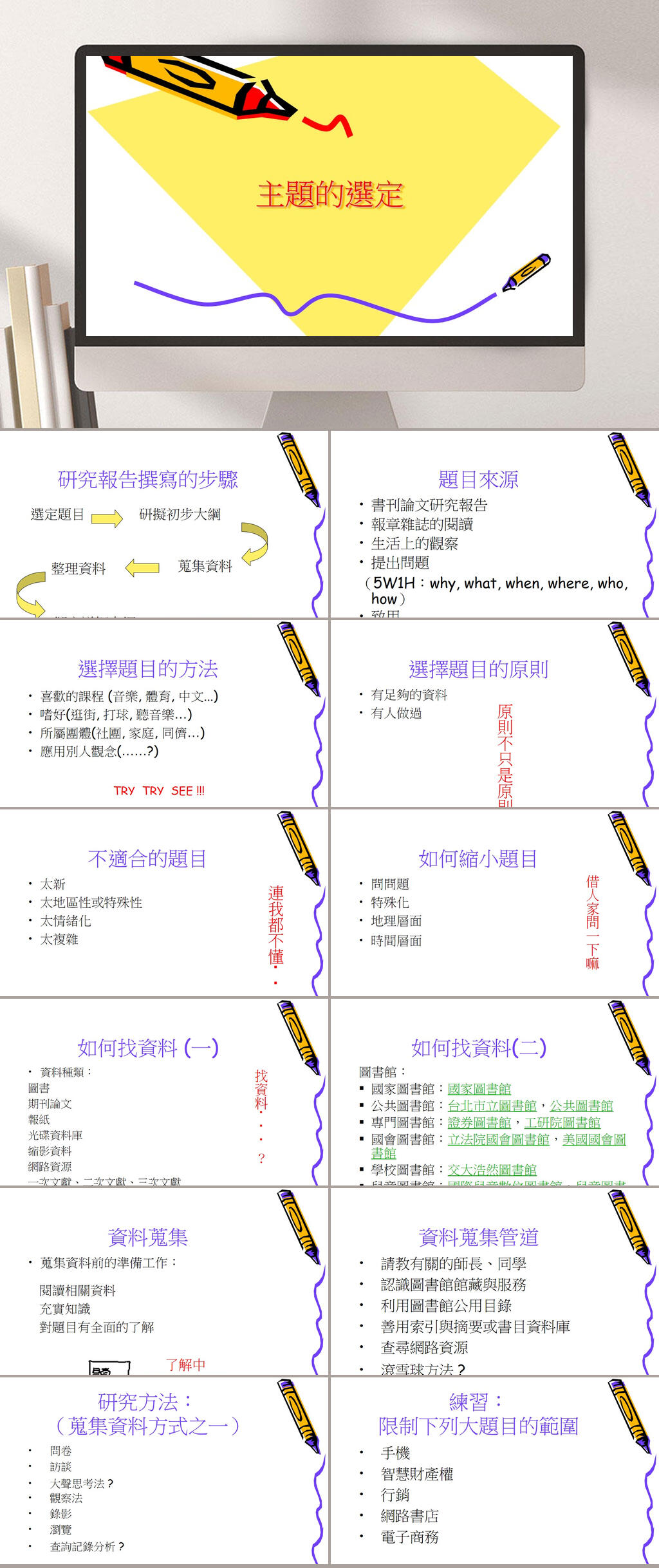 主题的选定PPT模板素材