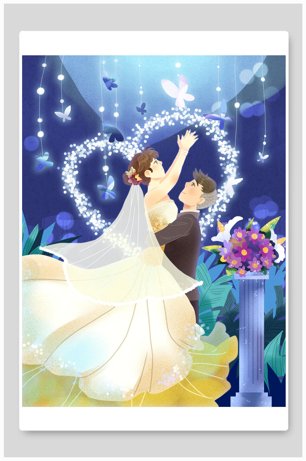 情人节情侣插画素材素材