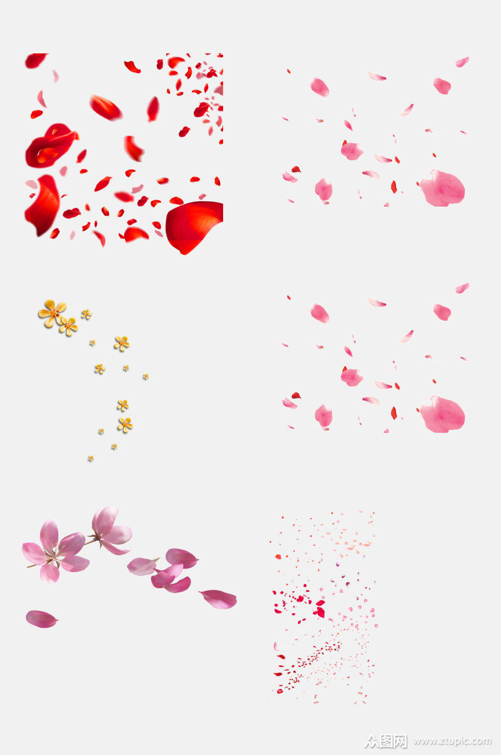花瓣免抠元素分块飞花图案设计元素素材