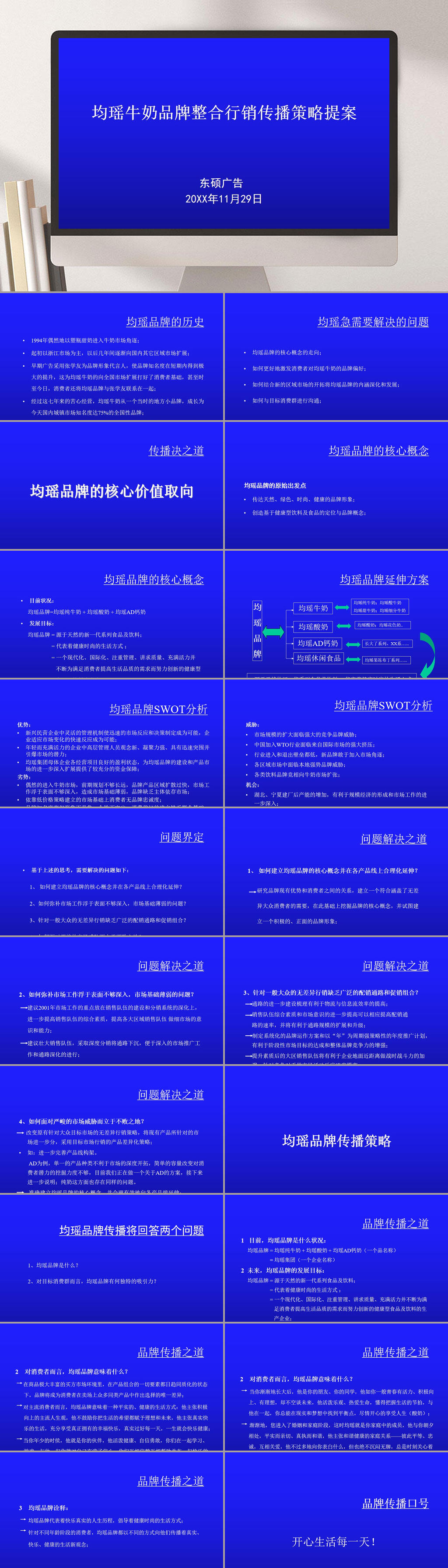 均瑶牛奶品牌整合行销传播策略提案PPT模板素材