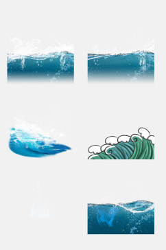 蓝色海浪免抠元素素材