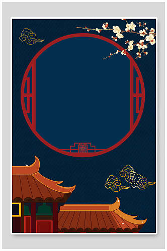 中国风宫殿中式海报背景素材