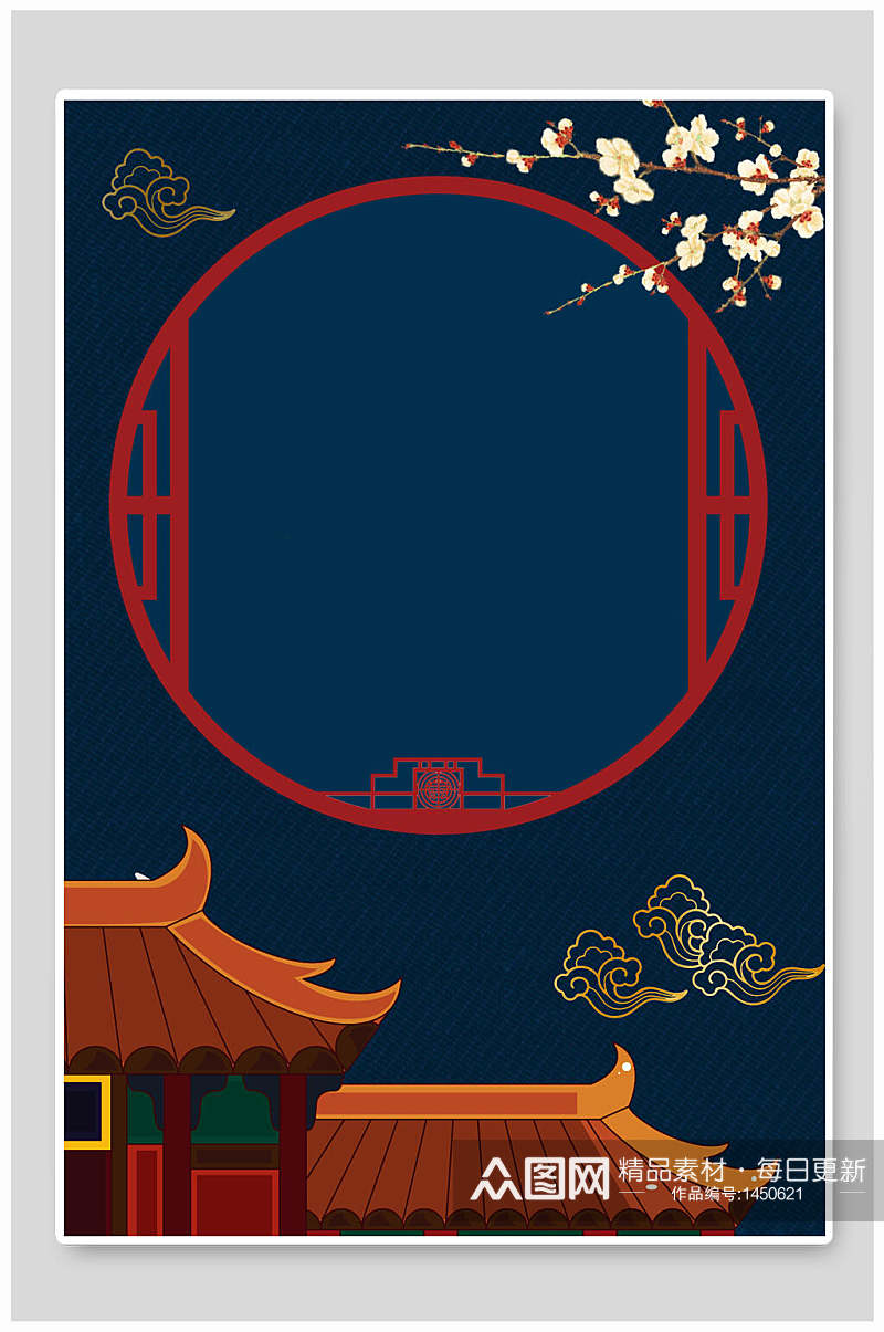 中国风宫殿中式海报背景素材素材
