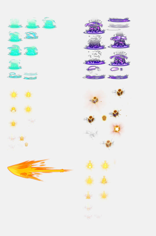 彩色特效攻击光效元素素材