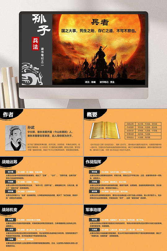 孙子兵法读书笔记PPT-众图网