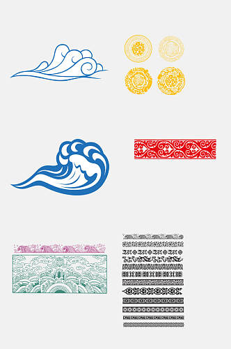 古典花纹云纹织锦变化设计元素