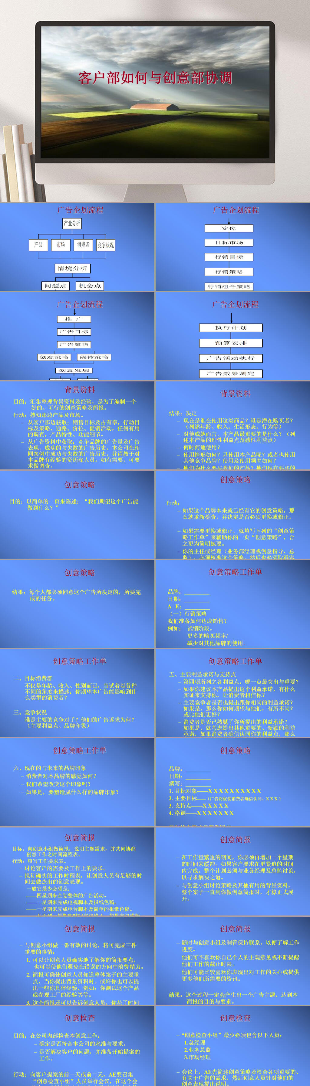 4A公司培训教材创作部如何与客户部配合PPT模板素材
