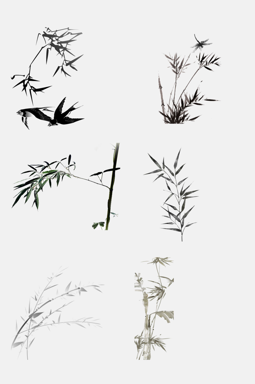 古风水墨竹子元素素材素材