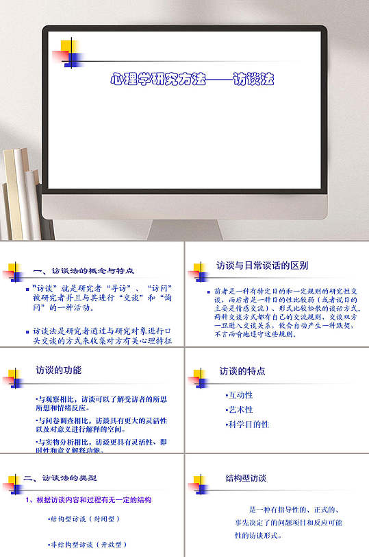 心理学研究方法访谈法PPT模板