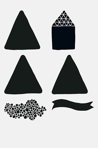 黑色三角形花纹卡通免抠元素