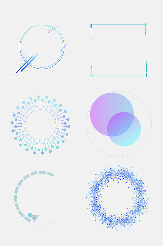 圆形简约科技感边框免抠元素
